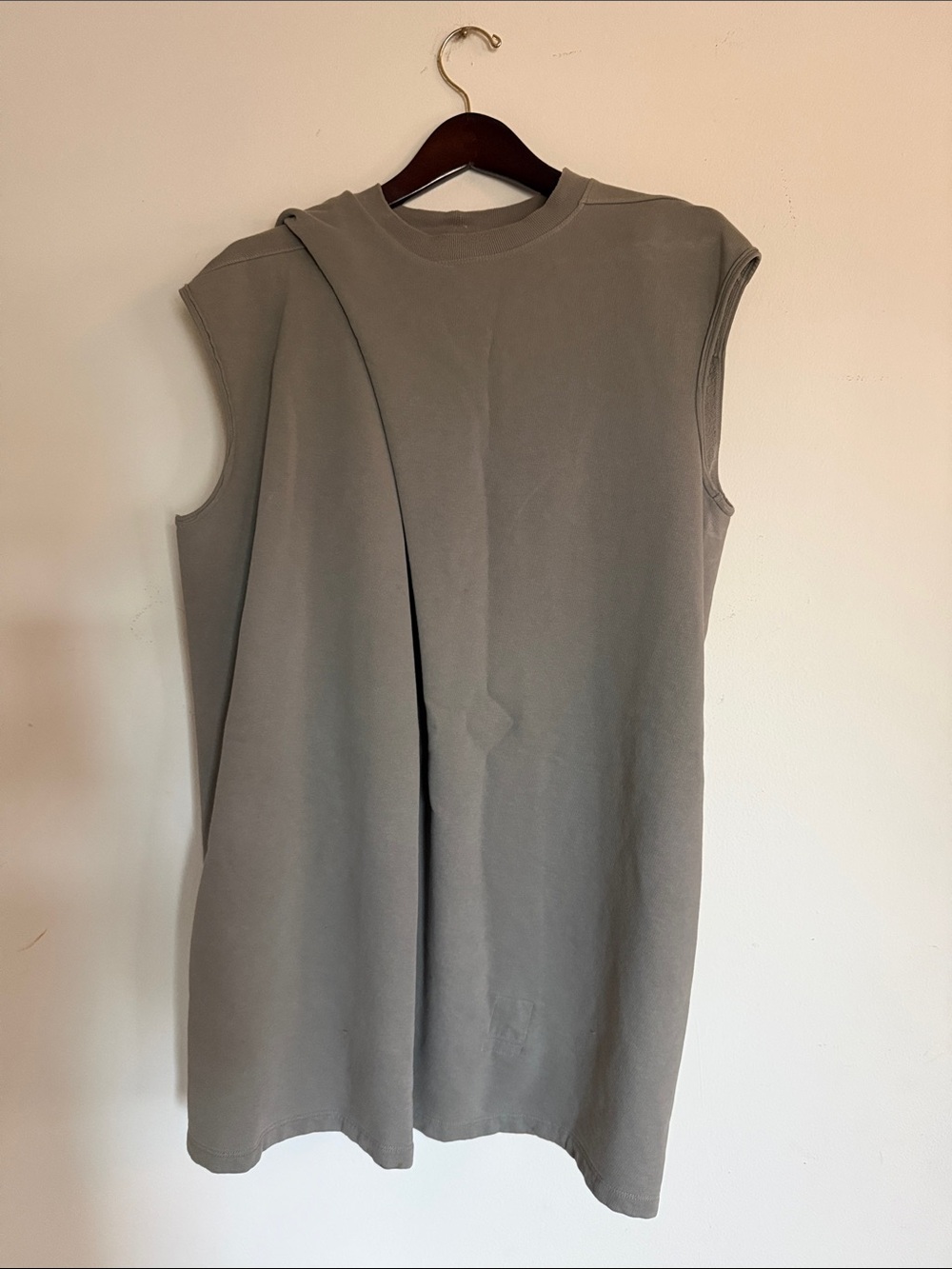 Rick Owens Sleeveless Mini Dress in Taupe Gray